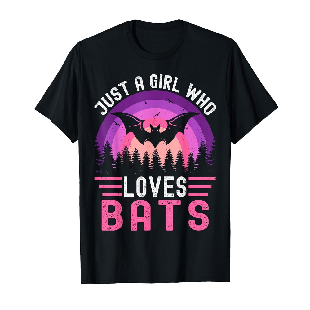 Vintage Bat Just a Girl Who Loves Bats Funny Bat Halloween T-Shirt