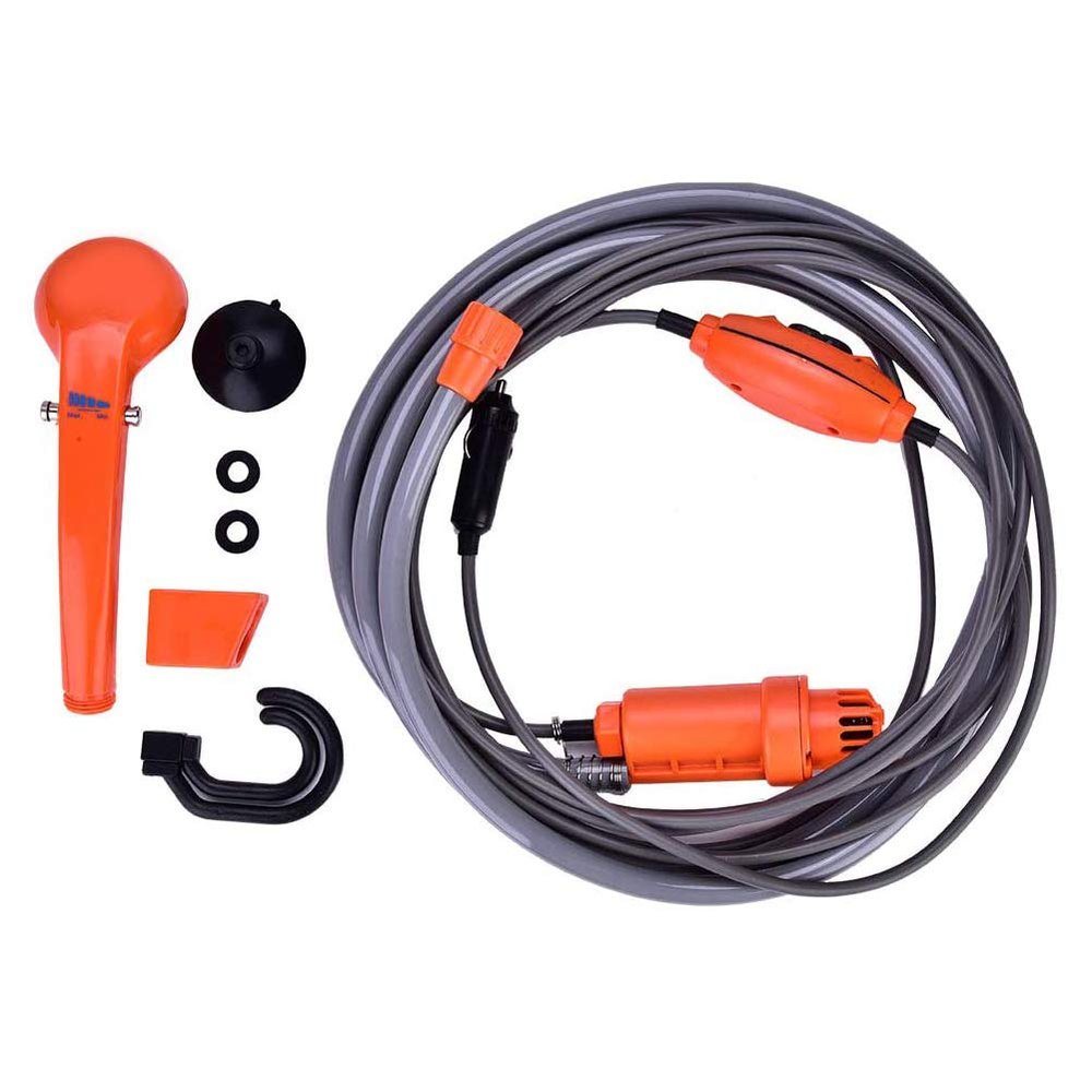 Cocoarm 12V Car Plug Shower Kit with Strong Pump, Portable Camping Shower Outdoor Vehicle Mounted Shower Kit with Hook, Suitable for Camping, Boating, Fishing, Pet Cleaning