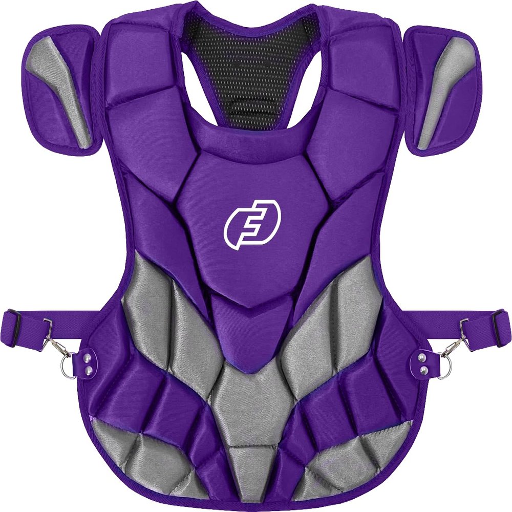 Force3 Pro Gear Catcher Chest Protector with Dupont Kevlar | SEI Certified to Meet NOCSAE Standard (Purple/Gray, Adult)