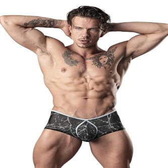 Male Power 130-290 Marble Mesh Micro Mini Short Color Black Size L