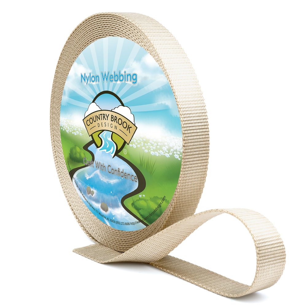 Country Brook Design - Nylon Webbing 5/8 Inch Straps for Bags, Furniture, Molle, Nylon Strap, Lashing, Purse Making Supplies (Almond, 10 Yards)