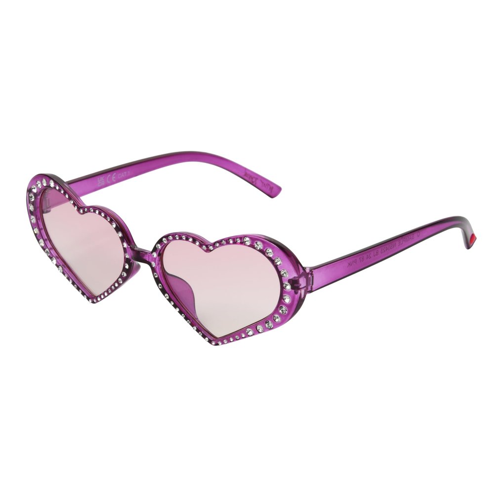 Betsey Johnson Women's Glam & Glitter Sunglasses Heart, Hot Pink, 56 mm