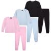 dELiA*s Girls Thermal Underwear - 6 Piece Waffle Knit Long Sleeve Thermal Shirt & Long Johns Girls Thermal Pants Set (2T-16), Size 10-12, Black/Pink/Light Blue view 1