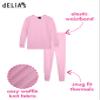 dELiA*s Girls Thermal Underwear - 6 Piece Waffle Knit Long Sleeve Thermal Shirt & Long Johns Girls Thermal Pants Set (2T-16), Size 10-12, Black/Pink/Light Blue view 2