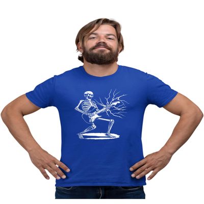 3X-Large Royal Mens Rock & Roll Skeleton Shredding Playing Guitar Band T-Shirt