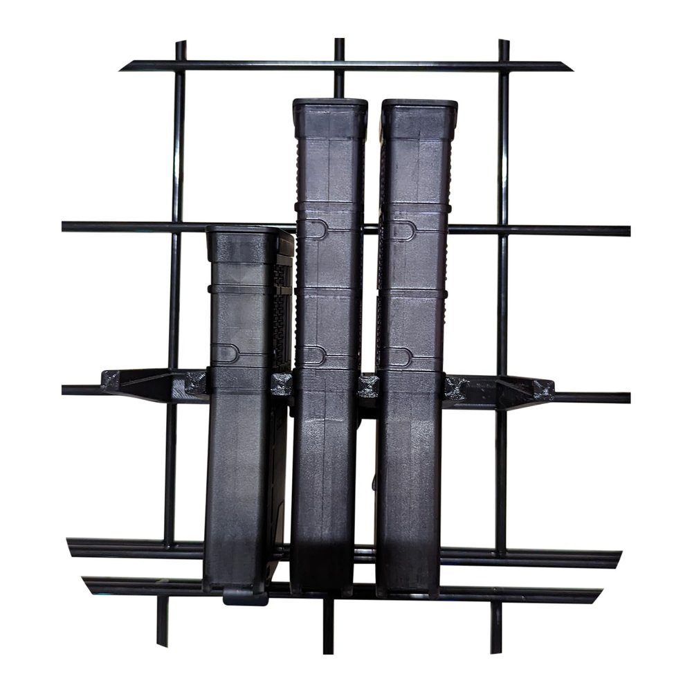 Hammy3DPrints Mount for AR 223/556/300 Lancer Mags - Gridwall | Magazine Holder Storage Rack (3 Mag)