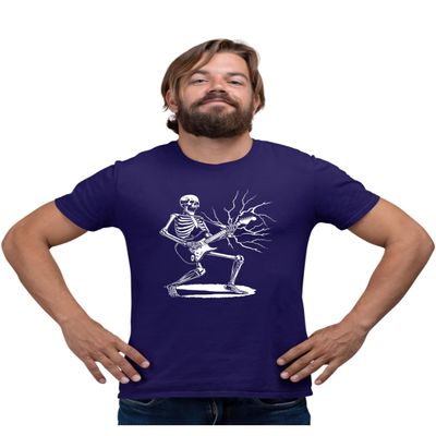 4X-Large Purple Mens Rock & Roll Skeleton Shredding Playing Guitar Band T-Shirt