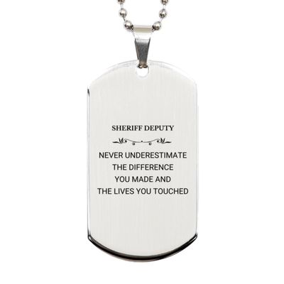 SOFEELSTORE Sheriff Deputy Never Underestimate The Difference You Made, Sheriff Deputy Retirement Silver Dog Tag for Colleague Appreciation Happy Retirement for Sheriff Deputy