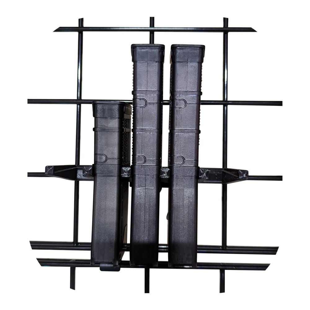 Hammy3DPrints Mount for AR 223/556/300 Lancer Mags - Gridwall | Magazine Holder Storage Rack (2 Mag)
