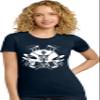 Medium Navy Blue Women Skeleton Playing Drums Rock & Roll Band Deluxe Soft T-Shirt view 1