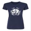 Medium Navy Blue Women Skeleton Playing Drums Rock & Roll Band Deluxe Soft T-Shirt view 2