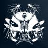 Medium Navy Blue Women Skeleton Playing Drums Rock & Roll Band Deluxe Soft T-Shirt view 3