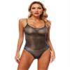 Lorilida Women See Through Backless Camisole Adjustable Spaghetti Strap Bodysuits Jumpsuits Swimsuit Black A One Size view 2