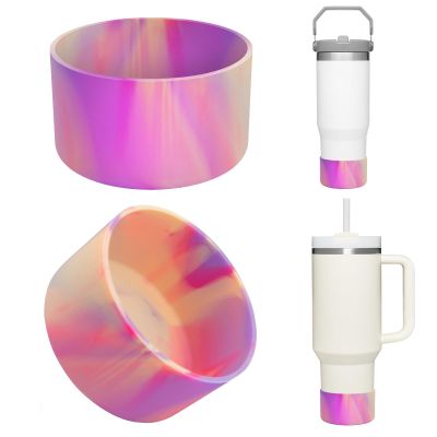 Airboat Upgrade 2PCS Protective Silicone Boot Bumper for Stanley Quencher Adventure 40oz 30oz 20oz Tumbler, Water Bottle Bottom Sleeve Cover Accessories for Stanley Mug Cup(Camouflage Pink)