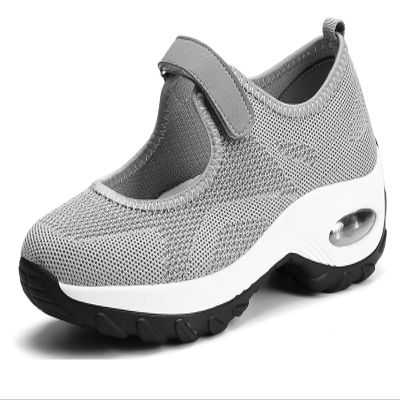 Women's Shoes Adjustable Strap Platform Orthopedic Walking Sneakers Casual Slip On Lightweight Breathable Shoes (Color : Gray, Size : 8)
