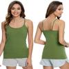 Air Curvey 3 Pack Camisole Tops for Women Built in Bra Adjustable Spaghetti Strap Soft Cotton Undershirt Tanks Seamless Layering Tops Black Darkgray ArmyGreen XL view 2