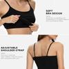 Air Curvey 3 Pack Camisole Tops for Women Built in Bra Adjustable Spaghetti Strap Soft Cotton Undershirt Tanks Seamless Layering Tops Black Darkgray ArmyGreen XL view 4