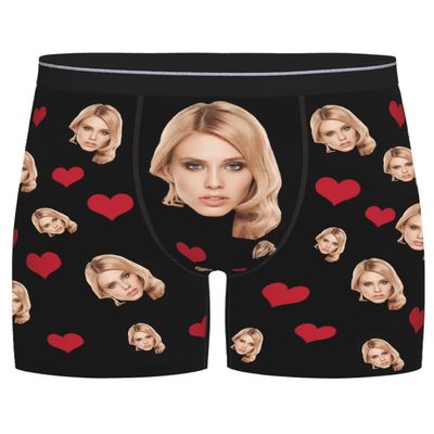 Byxhuc Personalized Underwear for Men, Customized Boxers with Heart, Boxer Personalizados Para Hombre, Birthday Gifts, for Him