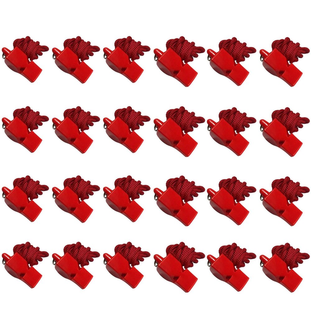 2LL4HM Whistle Premium Sports & Outdoor Non-Nuclear Sentinel Whistles - Essential for Coaches, Referees, and Lifeguards (Red-24 Packs)