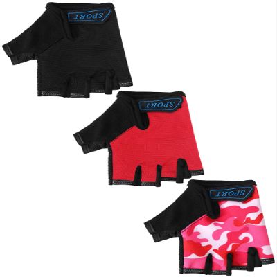 Boao 3 Pairs Kids Bike Gloves Kids Half Finger Fingerless Sports Gloves Non-Slip Gel for 7-12 Years(Vintage)