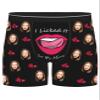 Byxhuc Personalized Boxers, Boxer Para Hombre, Custom Boxers with Photo, Black Boxers Briefs with Red Lip, Birthday Gifts Idea for Him view 1