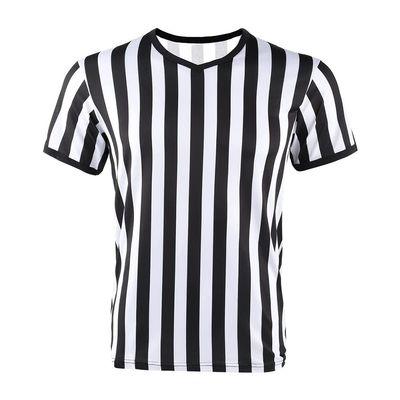 Hovershoes Men's Referee Shirt, Black & White Stripe Umpire Jersey V-Neck Referee Uniform for Basketball, Football, Soccer