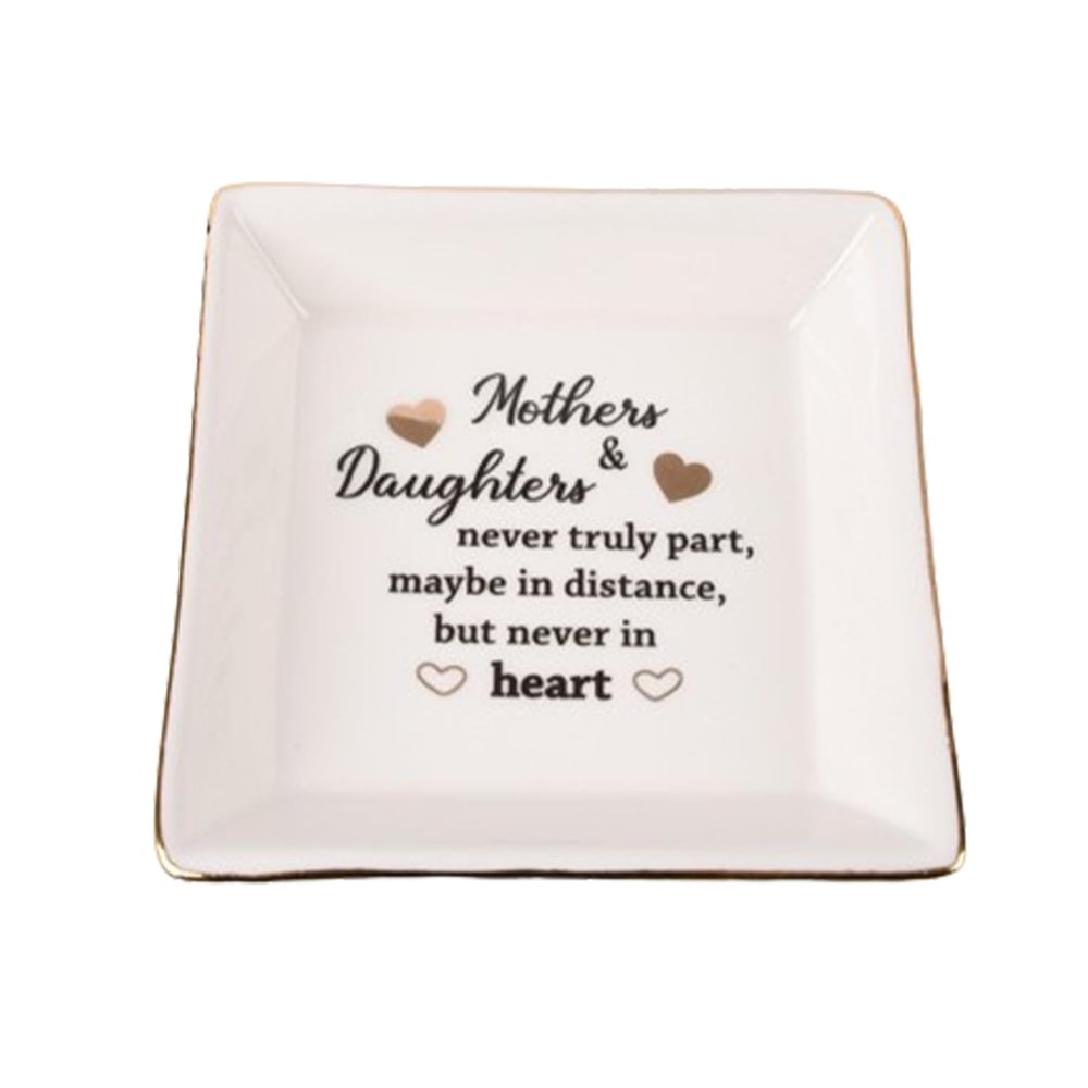 awakentti Jewelry Tray Dish, Ceramic Jewelry Square Ring Plate, Ring Tray for Jewelry with Gold Foil Accents & Designs, Jewlery Dish for Rings Earrings Necklaces Bracelet Watch Keys (A)