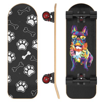 26 Inch Large Pet Skateboard for Dogs and Pets - Canadian Maple Deck, Aluminum Trucks, PU Wheels - No Assembly Required - Max Load 150 lbs for Pets with T-Tool