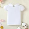 ZFZDRen 12M-12Y Toddler Baby Girls Ruffle Collar Blouse Kids Girl Solid Color T-Shirts Casual Tee Tops (Short White, 2-3 Years) view 3