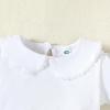ZFZDRen 12M-12Y Toddler Baby Girls Ruffle Collar Blouse Kids Girl Solid Color T-Shirts Casual Tee Tops (Short White, 2-3 Years) view 4