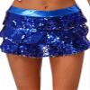 Jhaoyu Women's Sequins Dance Culottes Miniskirt Shiny Metallic High Waist Skirted Shorts Party Costume Royal Blue One Size view 1