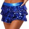 Jhaoyu Women's Sequins Dance Culottes Miniskirt Shiny Metallic High Waist Skirted Shorts Party Costume Royal Blue One Size view 3