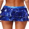 Jhaoyu Women's Sequins Dance Culottes Miniskirt Shiny Metallic High Waist Skirted Shorts Party Costume Royal Blue One Size view 4