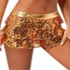 FEESHOW Women's Shiny Sequins Miniskirt Tiered Skirted Shorts Culottes Skirts Jazz Dancewear Gold One Size view 2
