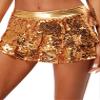 FEESHOW Women's Shiny Sequins Miniskirt Tiered Skirted Shorts Culottes Skirts Jazz Dancewear Gold One Size view 3
