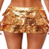 FEESHOW Women's Shiny Sequins Miniskirt Tiered Skirted Shorts Culottes Skirts Jazz Dancewear Gold One Size view 4