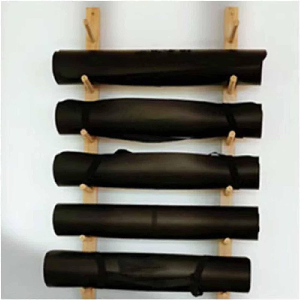 Yoga Mat Holder Wall Mount, Foam Roller Storage Organizer, Wood Shelf - 6/9 Layers, Wall Mount Exercise Mats Storage Rack for Gym Studio Office Home