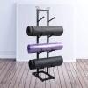 Black Yoga Mat Holder Wall Mount, 4/8-Tiers Metal Storage Racks Foam Roller Organizer Floor Stand, Vertical Home Gym Accessories view 3