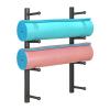 Wall Yoga Mat Storage Rack, Gym Adjustable Metal Foam Roller Holder/Basketball Stand, Hanging Towel/Exercise Pads Holder Organizer - Black Yoga Room/Home Gym Decor, 4 tier view 1