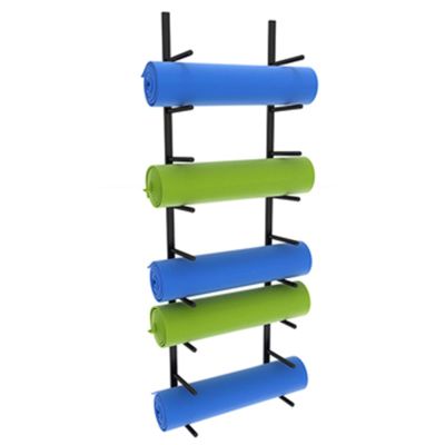9-Sectional Metal Yoga Mat Holder, Yoga Mat Strap/Pilates Mat/Foam Roller/Exercise Mat Storge Rack, Wall Rack Organizer, for Fitness Class