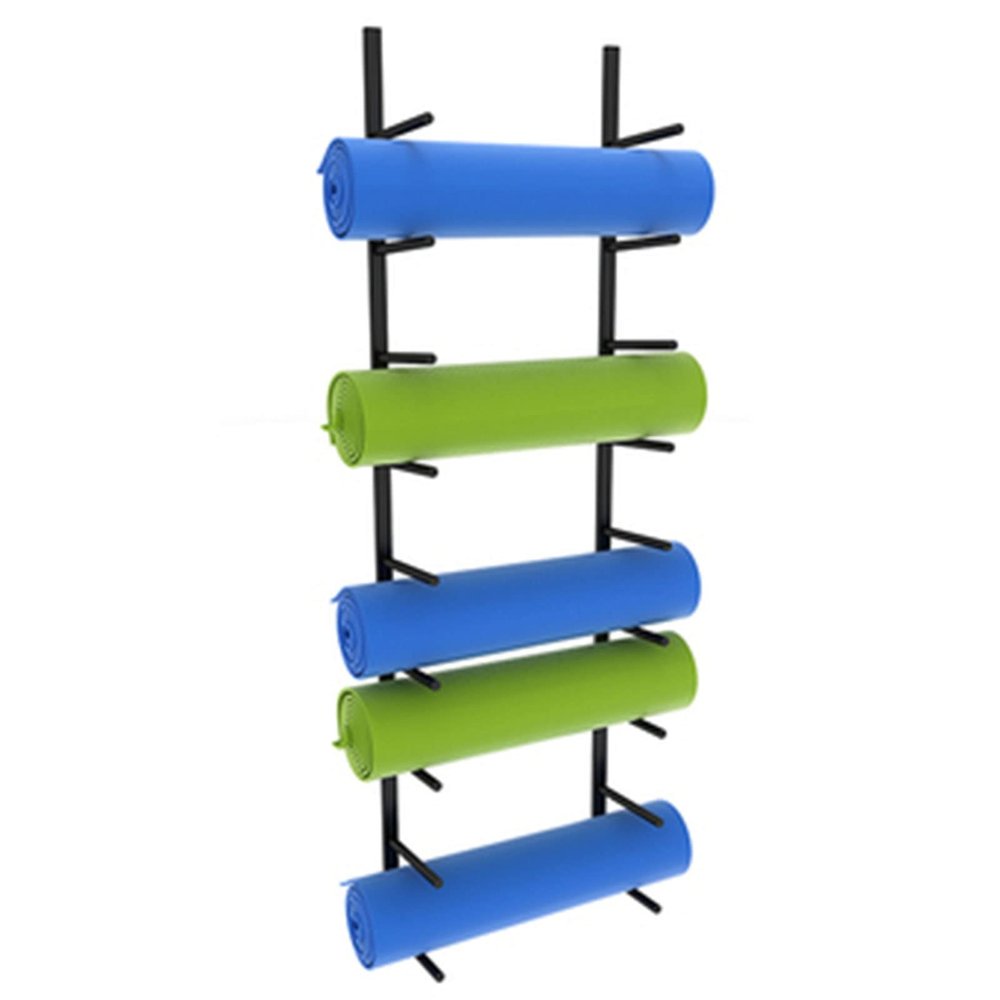 9-Sectional Metal Yoga Mat Holder, Yoga Mat Strap/Pilates Mat/Foam Roller/Exercise Mat Storge Rack, Wall Rack Organizer, for Fitness Class