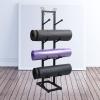 Black Metal Yoga Mat Holder Floor Stand, Home Workout Yoga Accessories, Holds 4 Yoga Mats or Foam Rollers, Stable Home Gym Storage Organizer view 1