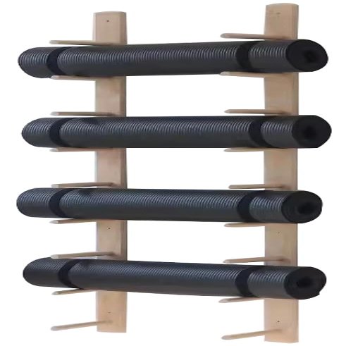 Wooden Yoga Mat Holder Wall Mount, Wood Yoga Mat Storage Rack as Shoe Hanger, Yoga Mat Organizer, or Gym Shelf for Home Gym Wall Storage,9 Layer