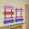 6-Tier Metal Yoga Mat Holder Stand, Wall Mounted Foam Roller Exercise Mats Organizer Rack for Gym Home Clubs, Easy to Install/Black view 3