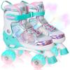 Kids Roller Skates for Girls Boys - Teal for Teenagers Youth Age 10 11 12 - Adjustable All Light up Wheels Butterfly and Flower Indoor Outdoor Sports Birthday Gift for Son and Grandson view 1
