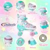 Kids Roller Skates for Girls Boys - Teal for Teenagers Youth Age 10 11 12 - Adjustable All Light up Wheels Butterfly and Flower Indoor Outdoor Sports Birthday Gift for Son and Grandson view 3