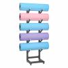 5/7 Tier Metal Storage Racks for Yoga Mat/Wheels, Multi-Layer Foam Roller Storage Organizer | Floor-Standing Gym Mats Holder for Hanging Snowboard Yoga Mat Foam Roller, Svart view 1