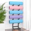 5/7 Tier Metal Storage Racks for Yoga Mat/Wheels, Multi-Layer Foam Roller Storage Organizer | Floor-Standing Gym Mats Holder for Hanging Snowboard Yoga Mat Foam Roller, Svart view 2