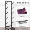 5/7 Tier Metal Storage Racks for Yoga Mat/Wheels, Multi-Layer Foam Roller Storage Organizer | Floor-Standing Gym Mats Holder for Hanging Snowboard Yoga Mat Foam Roller, Svart view 3