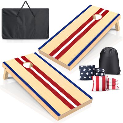 Cornhole Boards Set - Regulation Size 4x2/3x2ft Solid Wood Corn Hole Game Set with 8 Bean Bags and 2 Cornhole Boards - Perfect for Outdoor Game (4'x 2' Cornhole Board Sets)